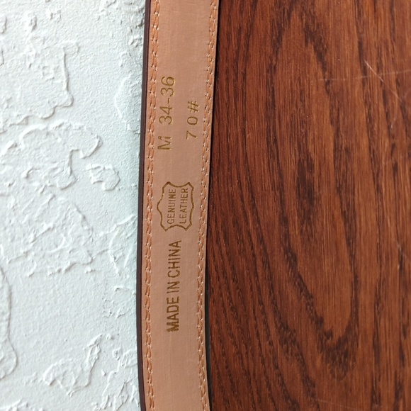 NWT LEBRA Brown Genuine Leather Belt with Silver Tone Buckle Size Medium 34-36 - Picture 6 of 6